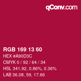 カラーコード: RGB 169 13 60 | qconv.com