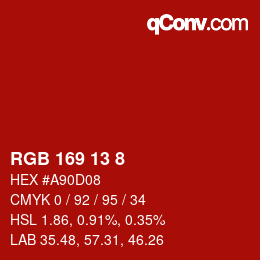 カラーコード: RGB 169 13 8 | qconv.com