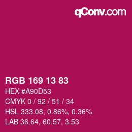 Color code: RGB 169 13 83 | qconv.com