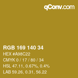 Color code: RGB 169 140 34 | qconv.com