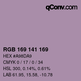 Color code: RGB 169 141 169 | qconv.com