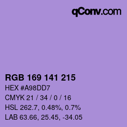 カラーコード: RGB 169 141 215 | qconv.com