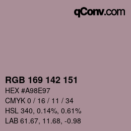 Color code: RGB 169 142 151 | qconv.com