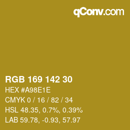 颜色代码: RGB 169 142 30 | qconv.com