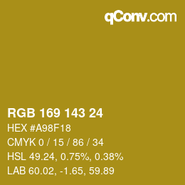 カラーコード: RGB 169 143 24 | qconv.com