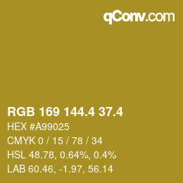 カラーコード: RGB 169 144.4 37.4 | qconv.com