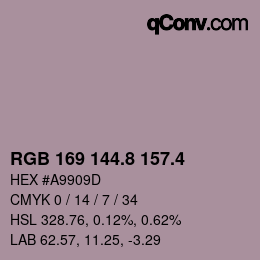 カラーコード: RGB 169 144.8 157.4 | qconv.com