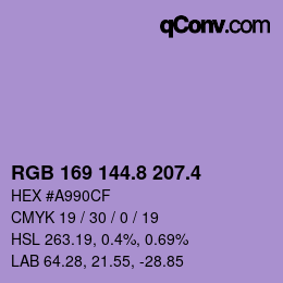カラーコード: RGB 169 144.8 207.4 | qconv.com