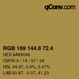 カラーコード: RGB 169 144.8 72.4 | qconv.com