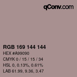 Farbcode: RGB 169 144 144 | qconv.com