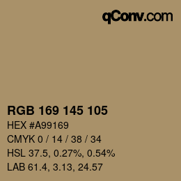 カラーコード: RGB 169 145 105 | qconv.com