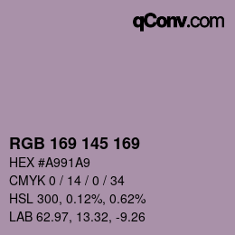Color code: RGB 169 145 169 | qconv.com