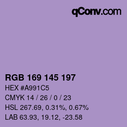 Code couleur: RGB 169 145 197 | qconv.com