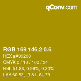 カラーコード: RGB 169 146.2 0.6 | qconv.com