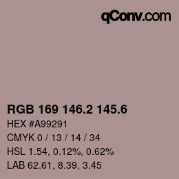 カラーコード: RGB 169 146.2 145.6 | qconv.com