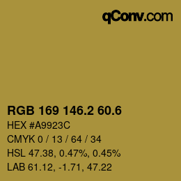 カラーコード: RGB 169 146.2 60.6 | qconv.com