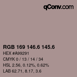 カラーコード: RGB 169 146.6 145.6 | qconv.com