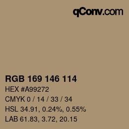Color code: RGB 169 146 114 | qconv.com
