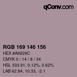 カラーコード: RGB 169 146 156 | qconv.com