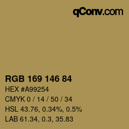 カラーコード: RGB 169 146 84 | qconv.com