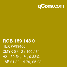 颜色代码: RGB 169 148 0 | qconv.com