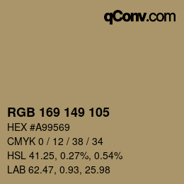 カラーコード: RGB 169 149 105 | qconv.com