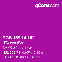 Color code: RGB 169 14 162 | qconv.com
