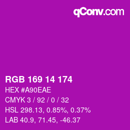 Color code: RGB 169 14 174 | qconv.com