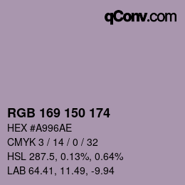 Farbcode: RGB 169 150 174 | qconv.com