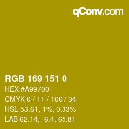 カラーコード: RGB 169 151 0 | qconv.com
