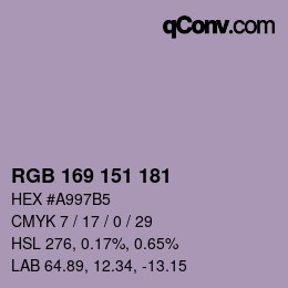 カラーコード: RGB 169 151 181 | qconv.com