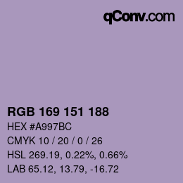 カラーコード: RGB 169 151 188 | qconv.com