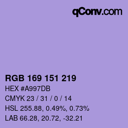 Código de color: RGB 169 151 219 | qconv.com