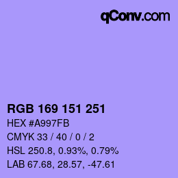 Color code: RGB 169 151 251 | qconv.com