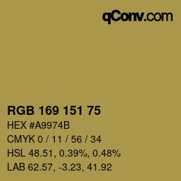Farbcode: RGB 169 151 75 | qconv.com