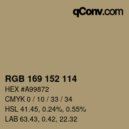 カラーコード: RGB 169 152 114 | qconv.com