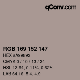 Farbcode: RGB 169 152 147 | qconv.com