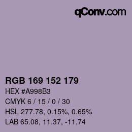 Color code: RGB 169 152 179 | qconv.com