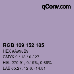 Color code: RGB 169 152 185 | qconv.com