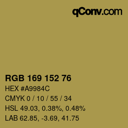Farbcode: RGB 169 152 76 | qconv.com
