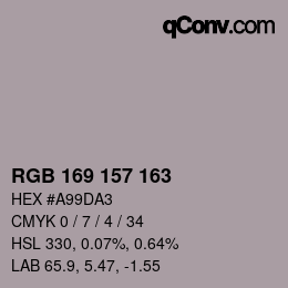 颜色代码: RGB 169 157 163 | qconv.com