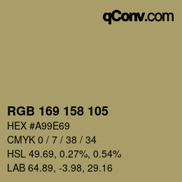 颜色代码: RGB 169 158 105 | qconv.com