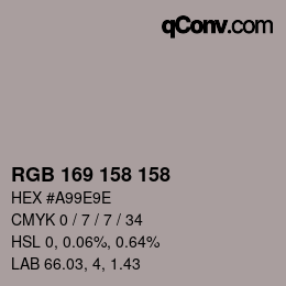 Farbcode: RGB 169 158 158 | qconv.com