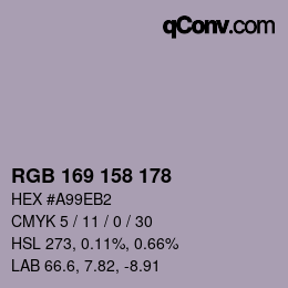 Color code: RGB 169 158 178 | qconv.com