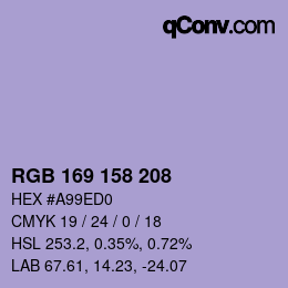 カラーコード: RGB 169 158 208 | qconv.com