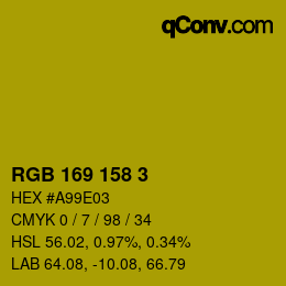 カラーコード: RGB 169 158 3 | qconv.com