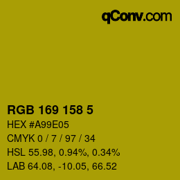 颜色代码: RGB 169 158 5 | qconv.com