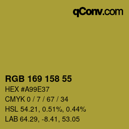 カラーコード: RGB 169 158 55 | qconv.com