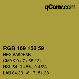 カラーコード: RGB 169 158 59 | qconv.com