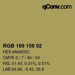 カラーコード: RGB 169 158 92 | qconv.com